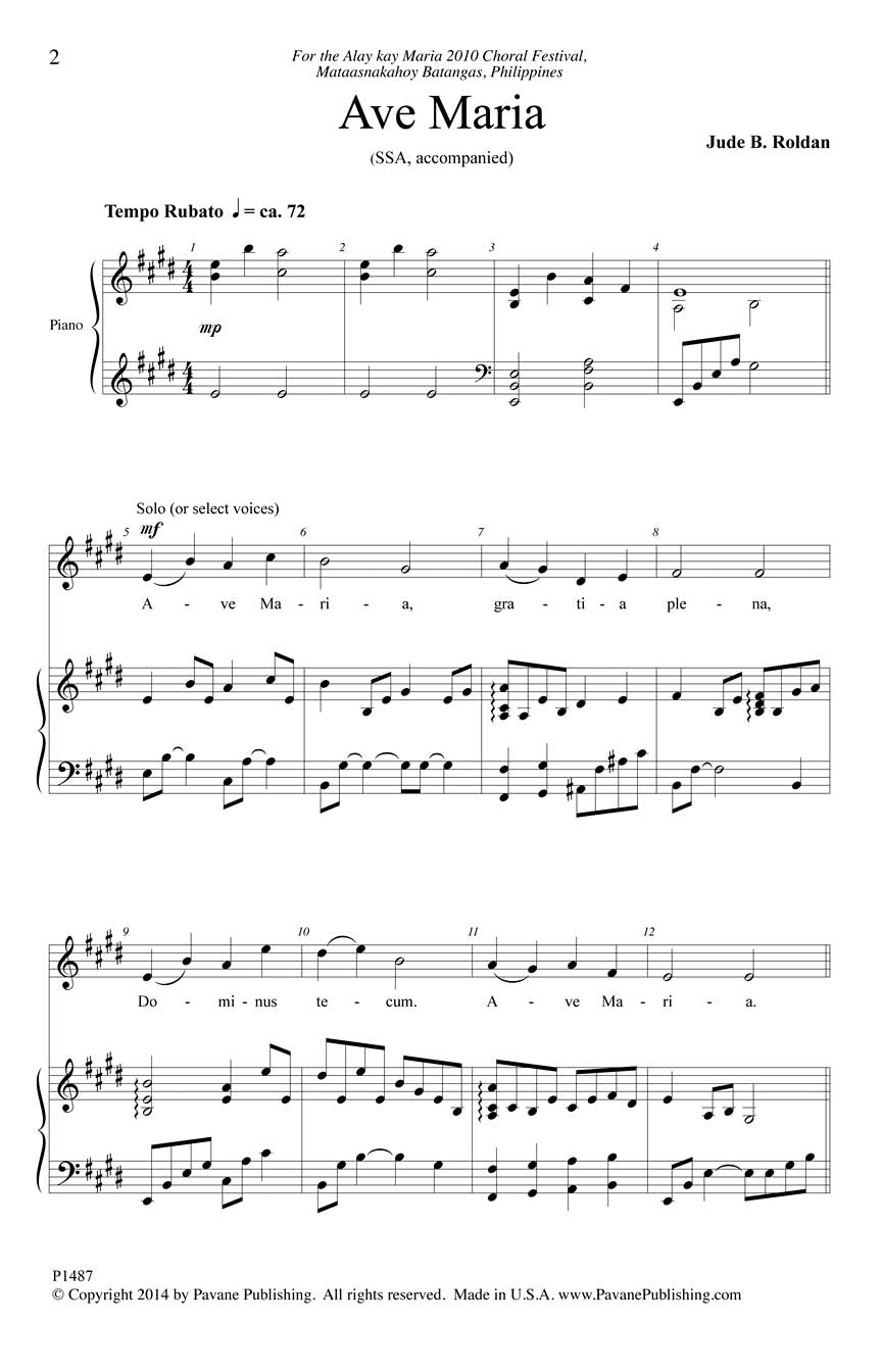 Ave Maria - String Quartet - sample page 1