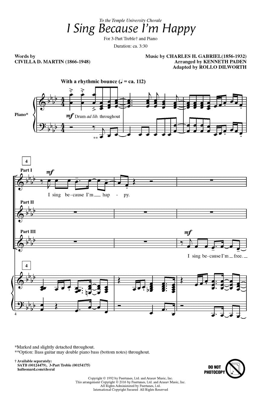 I Sing Because I'm Happy - sample page 1