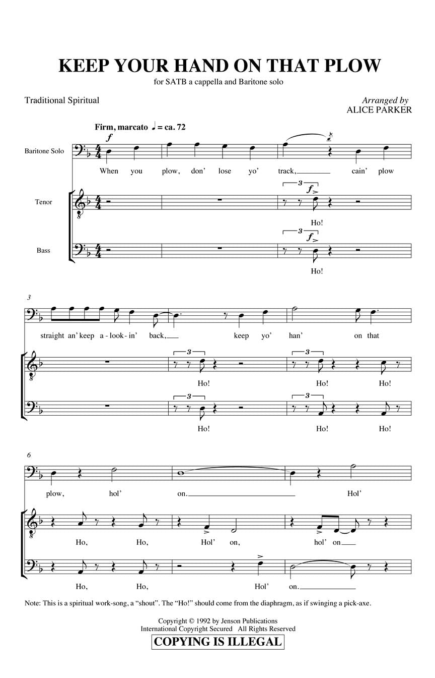 Keep Your Hand on That Plow - sample page 1