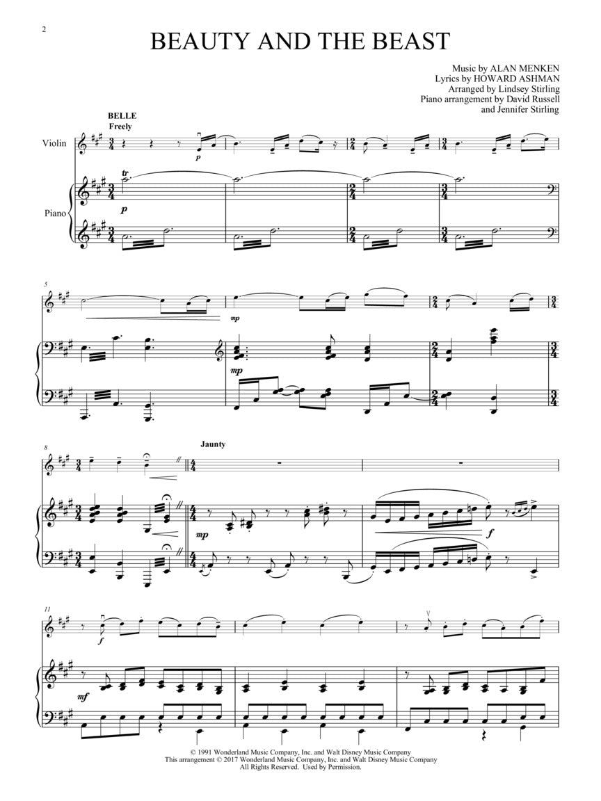 Beauty and the Beast: Medley for Violin & Piano - sample page 2