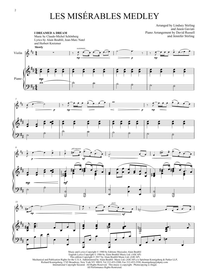 Les Misérables Medley for Violin and Piano - sample page 2