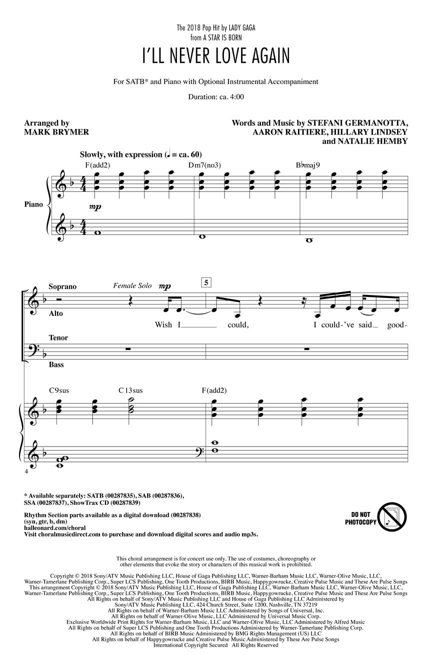 I'll Never Love Again - sample page 1