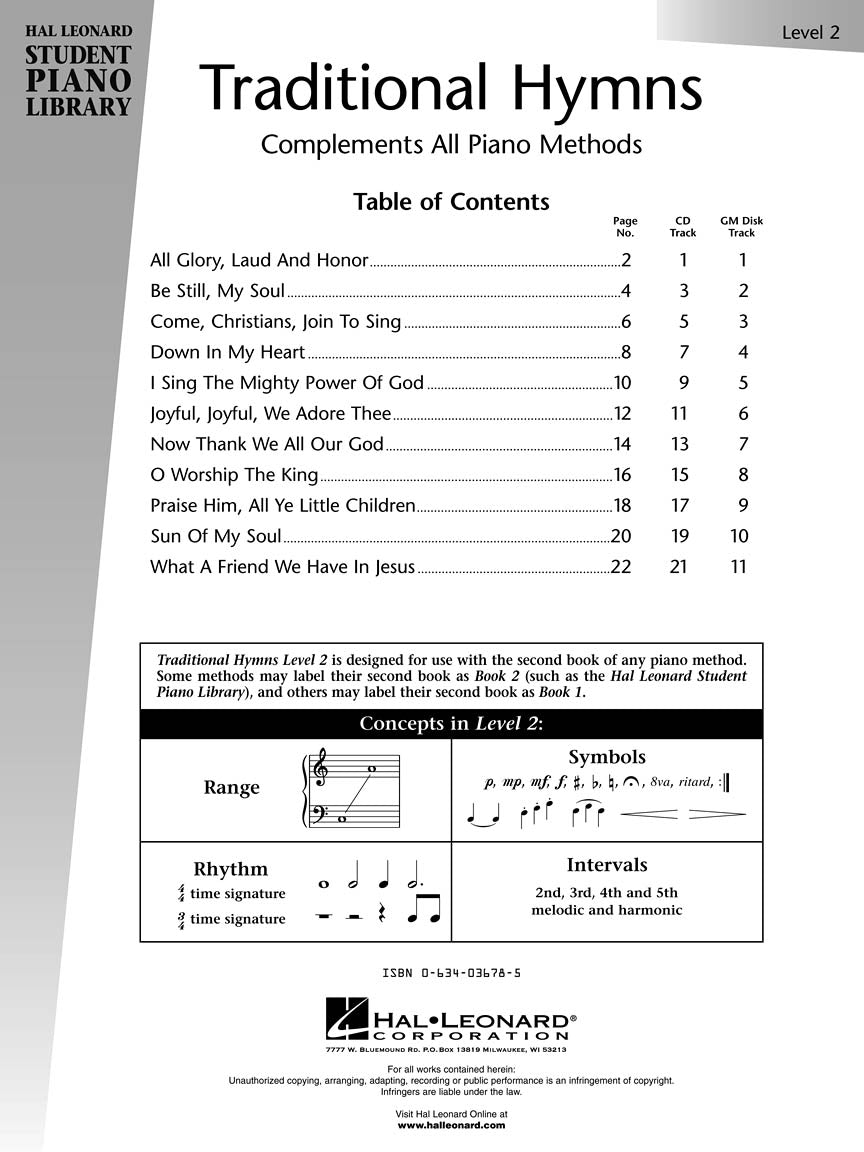 Traditional Hymns Level 2 - sample page 2