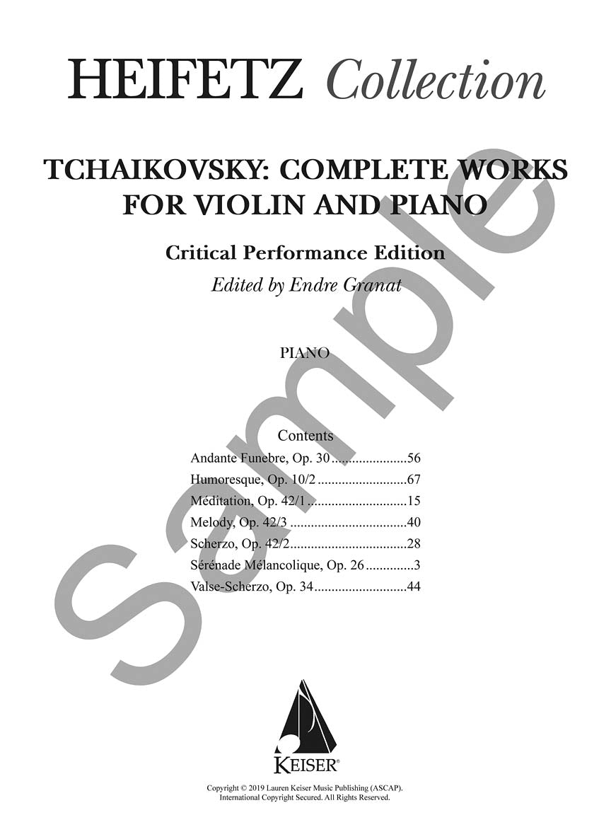 Tchaikovsky Complete Works for Violin and Piano - sample page 2