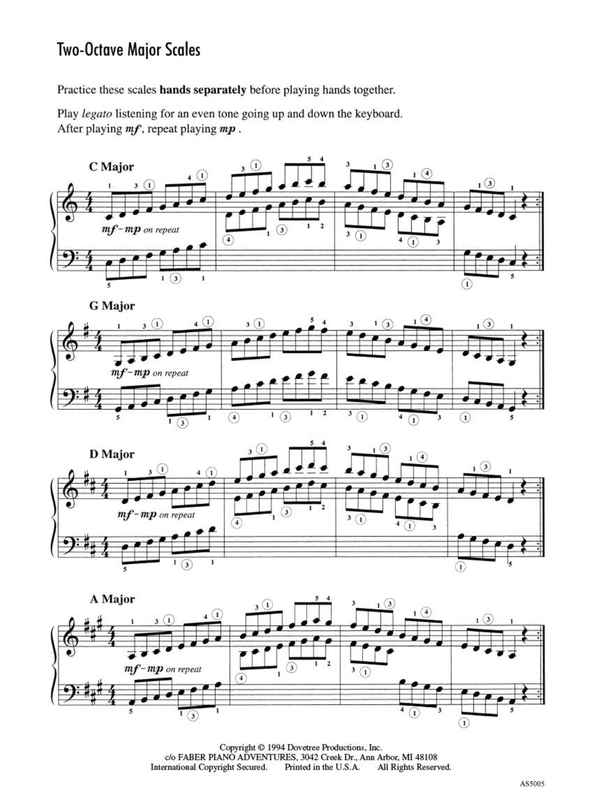 Achievement Skill Sheet No. 5: Two-Octave Major Scales & Arpeggios - sample page 2