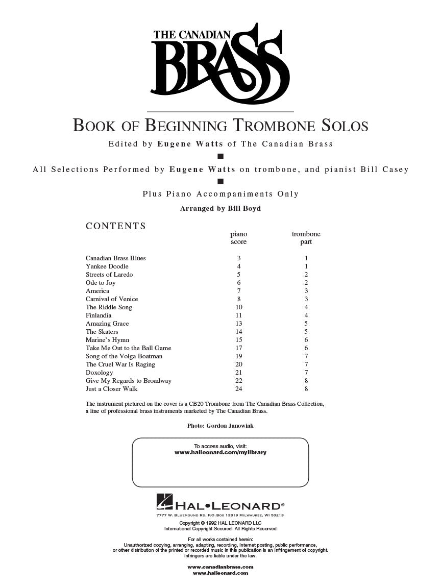 The Canadian Brass Book of Beginning Trombone Solos - sample page 2