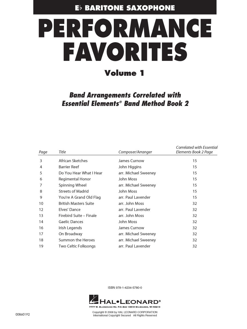 Performance Favorites, Vol. 1 - Baritone Saxophone - sample page 2