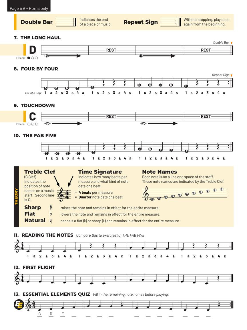 Essential Elements for Band – F Horn Book 1 with Online Resources - sample page 2