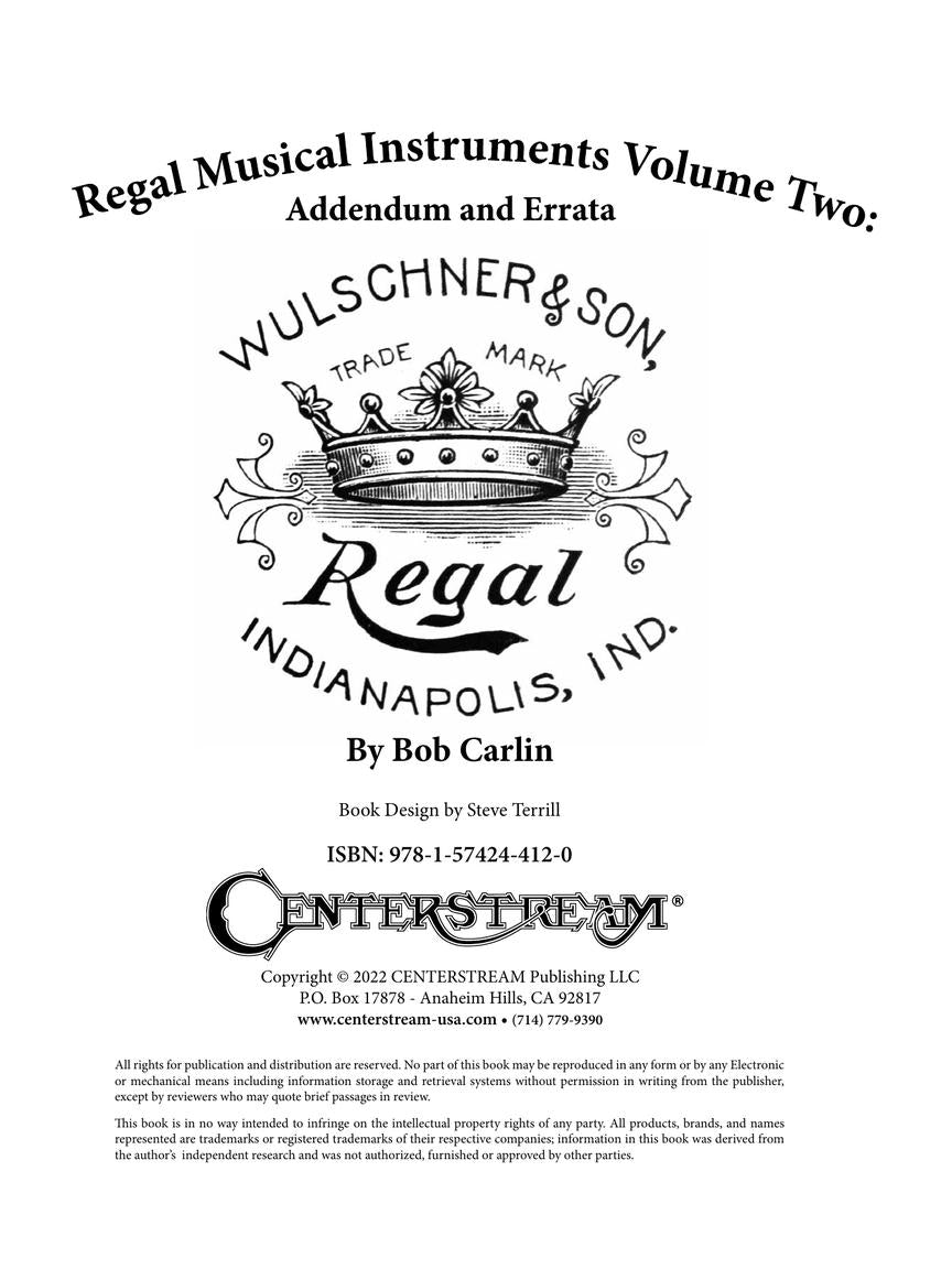 Regal Musical Instruments – Volume Two: Addendum and Errata - sample page 2