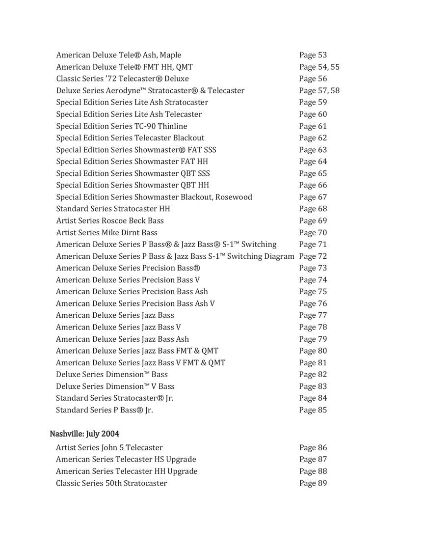 Fender Electric Guitars & Basses - sample page 4