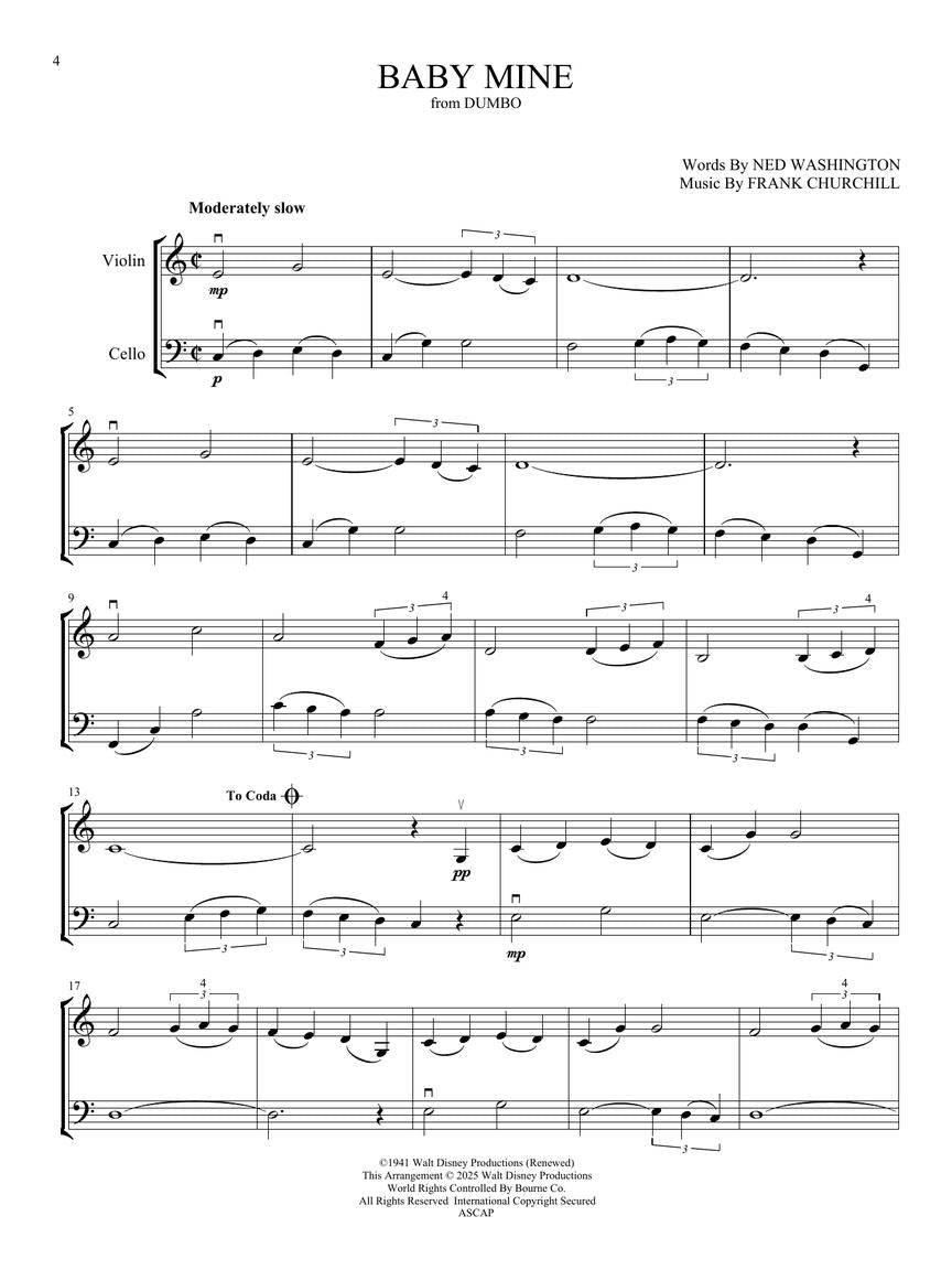 Disney Songs for Violin and Cello Duet - sample page 3