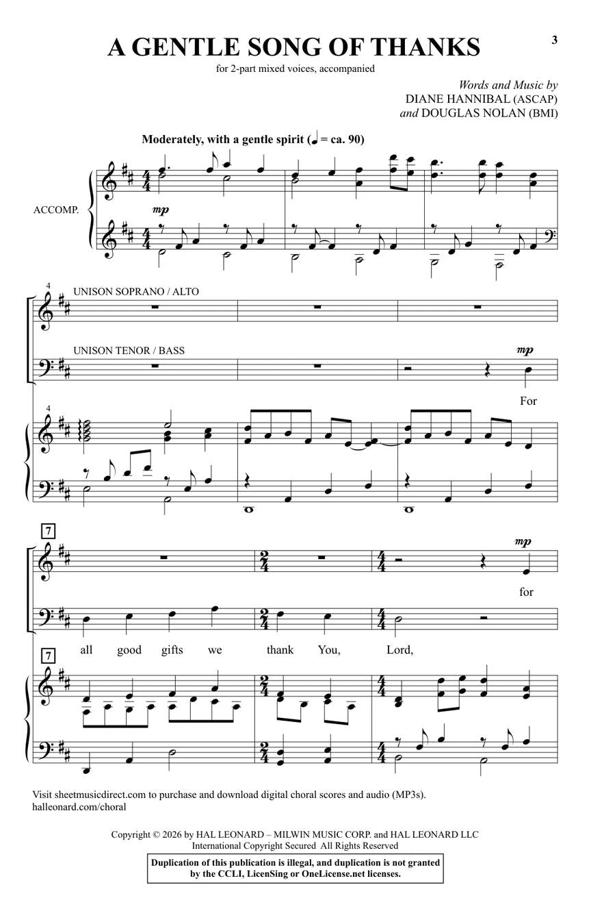 A Gentle Song Of Thanks - sample page 2