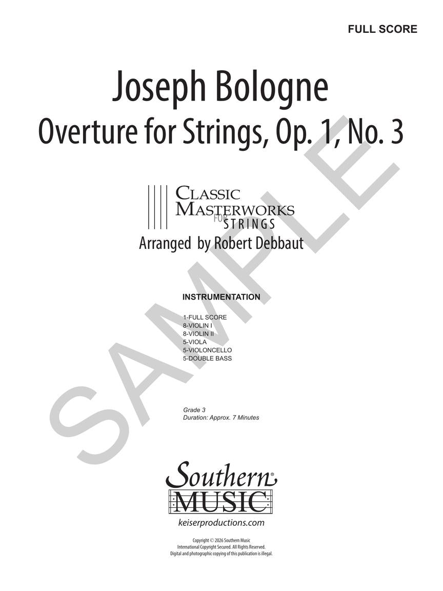 Overture for Strings Op. 1 No. 3 - sample page 1