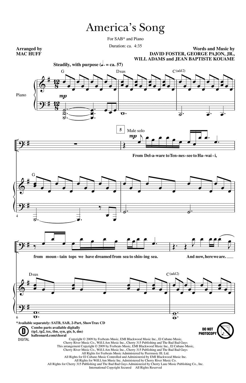 America's Song - sample page 1