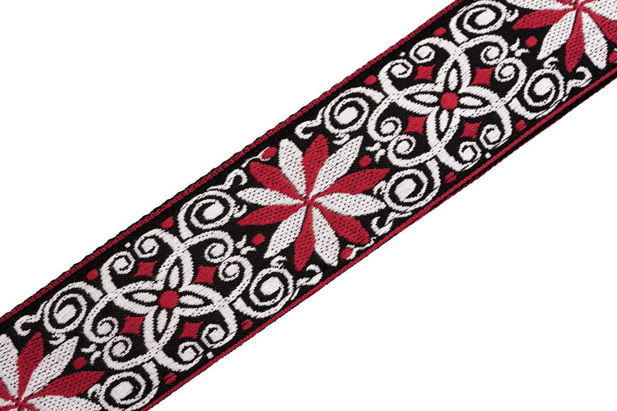 '60s Hootenanny Jacquard Weave Guitar Strap – Floral Red - sample page 2