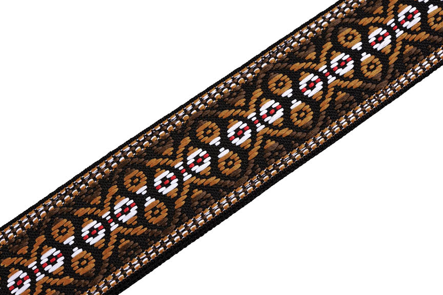 '60s Hootenanny Jacquard Weave Guitar Strap – Brown, Black & Yellow - sample page 2