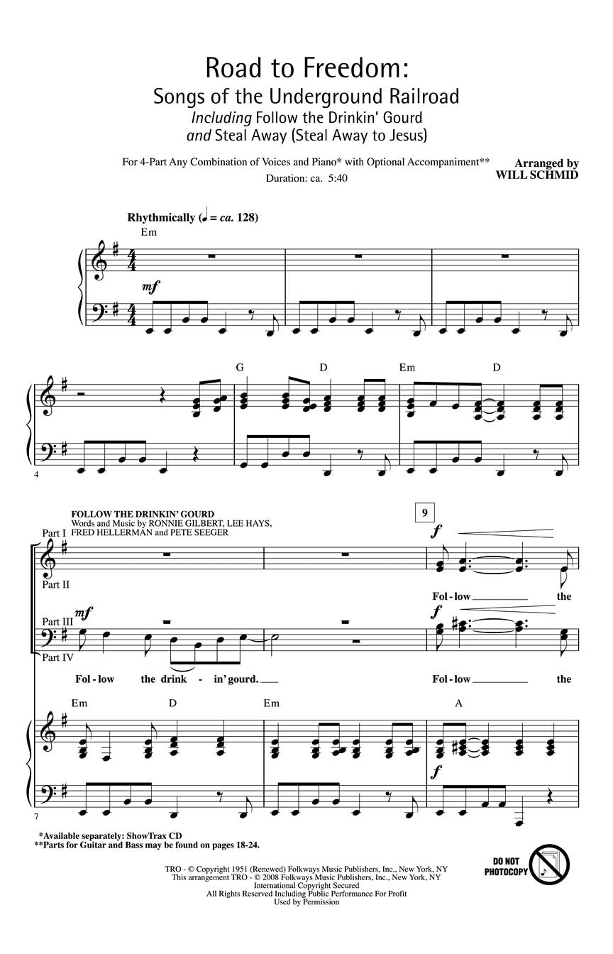 Road to Freedom: Songs of the Underground Railroad - sample page 1