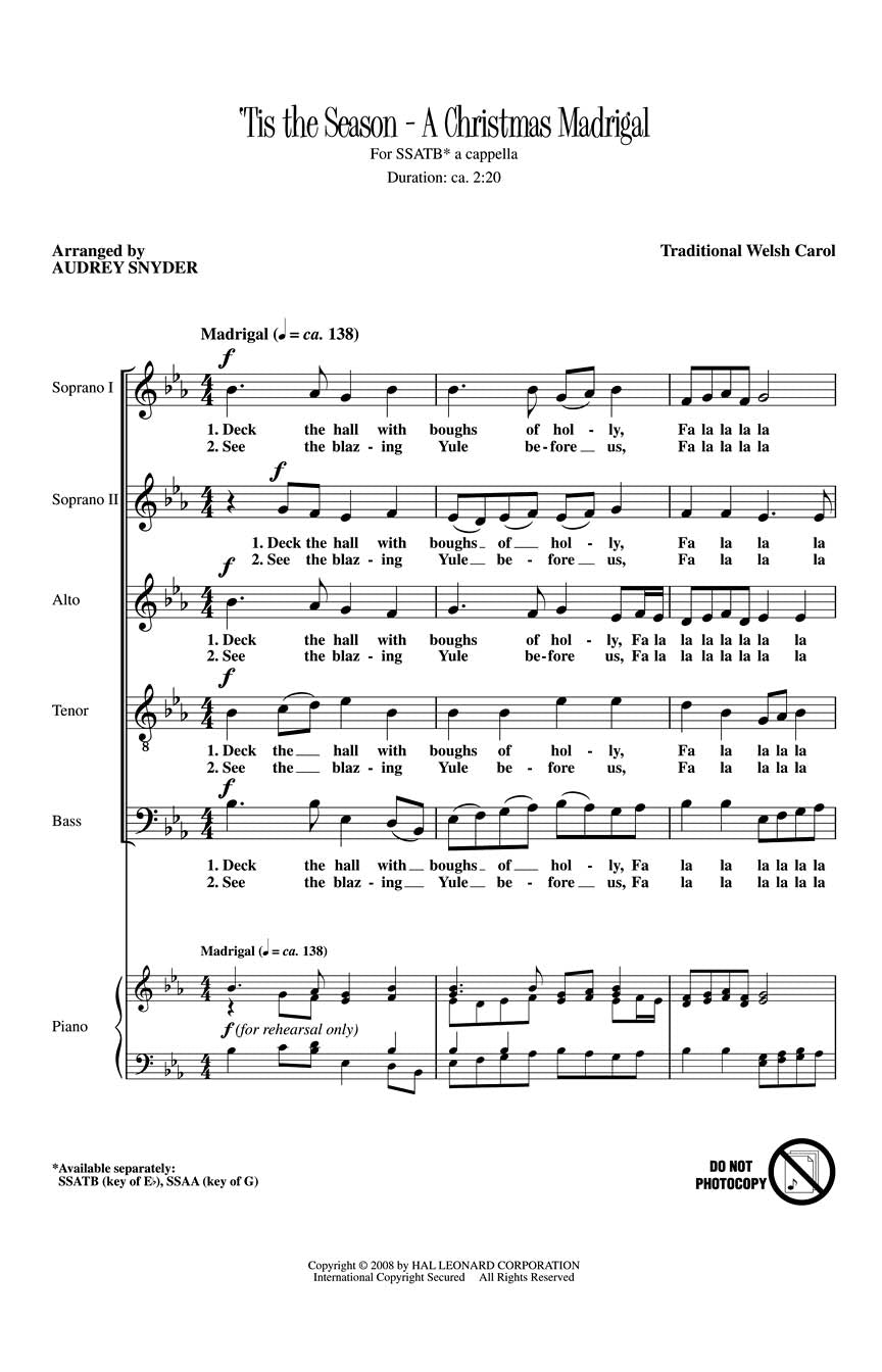 Tis the Season – A Christmas Madrigal - sample page 1