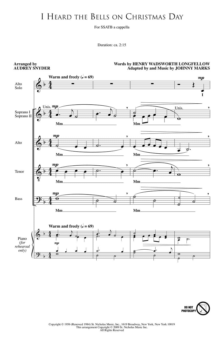 I Heard the Bells on Christmas Day - sample page 1