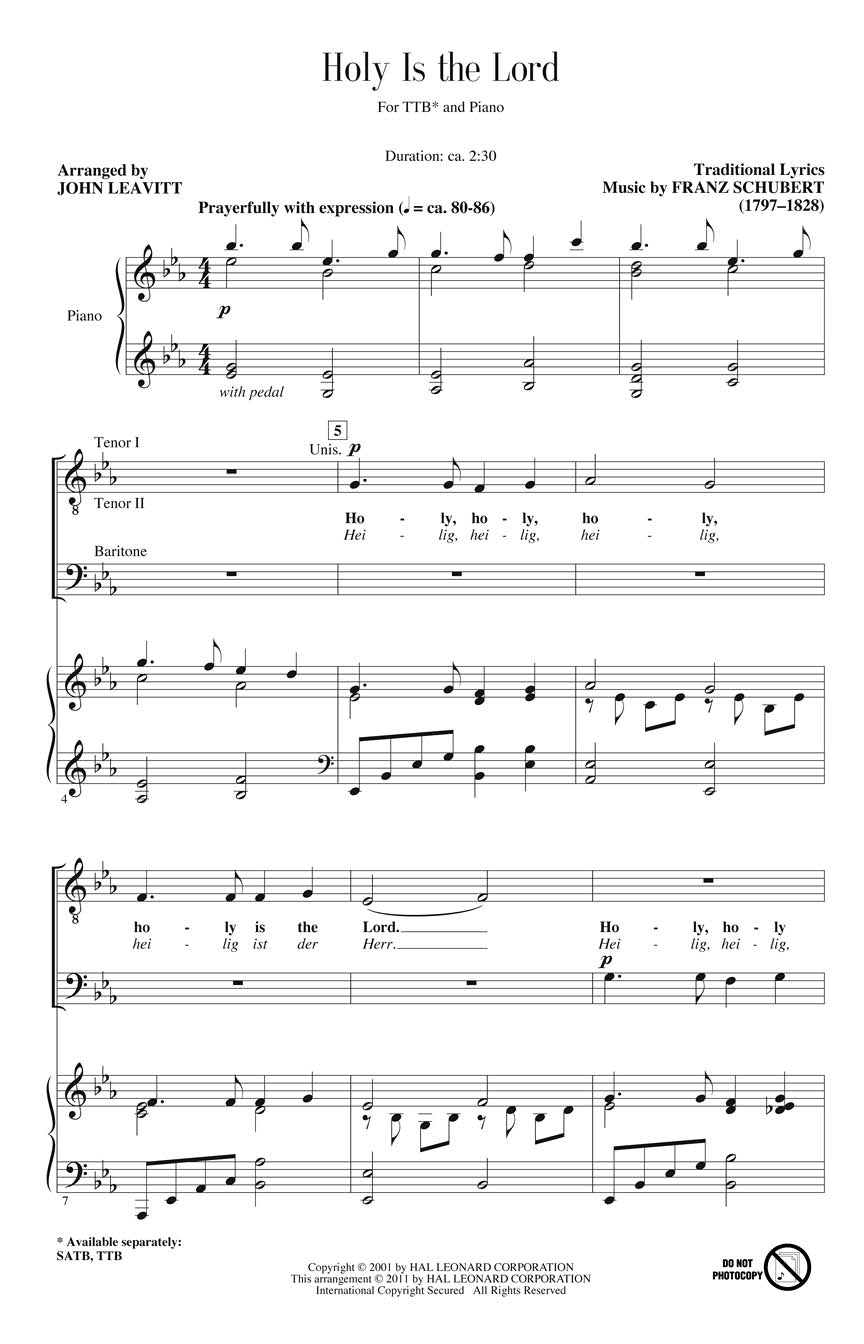 Holy is the Lord - sample page 1