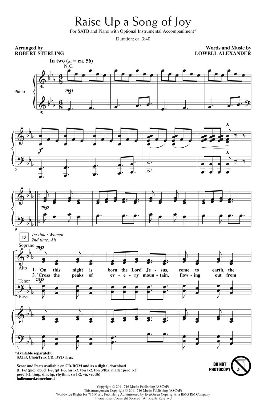 Raise Up a Song of Joy - sample page 1