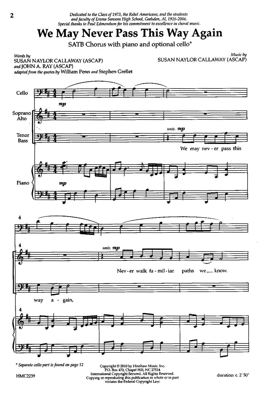 We May Never Pass This Way Again - sample page 1