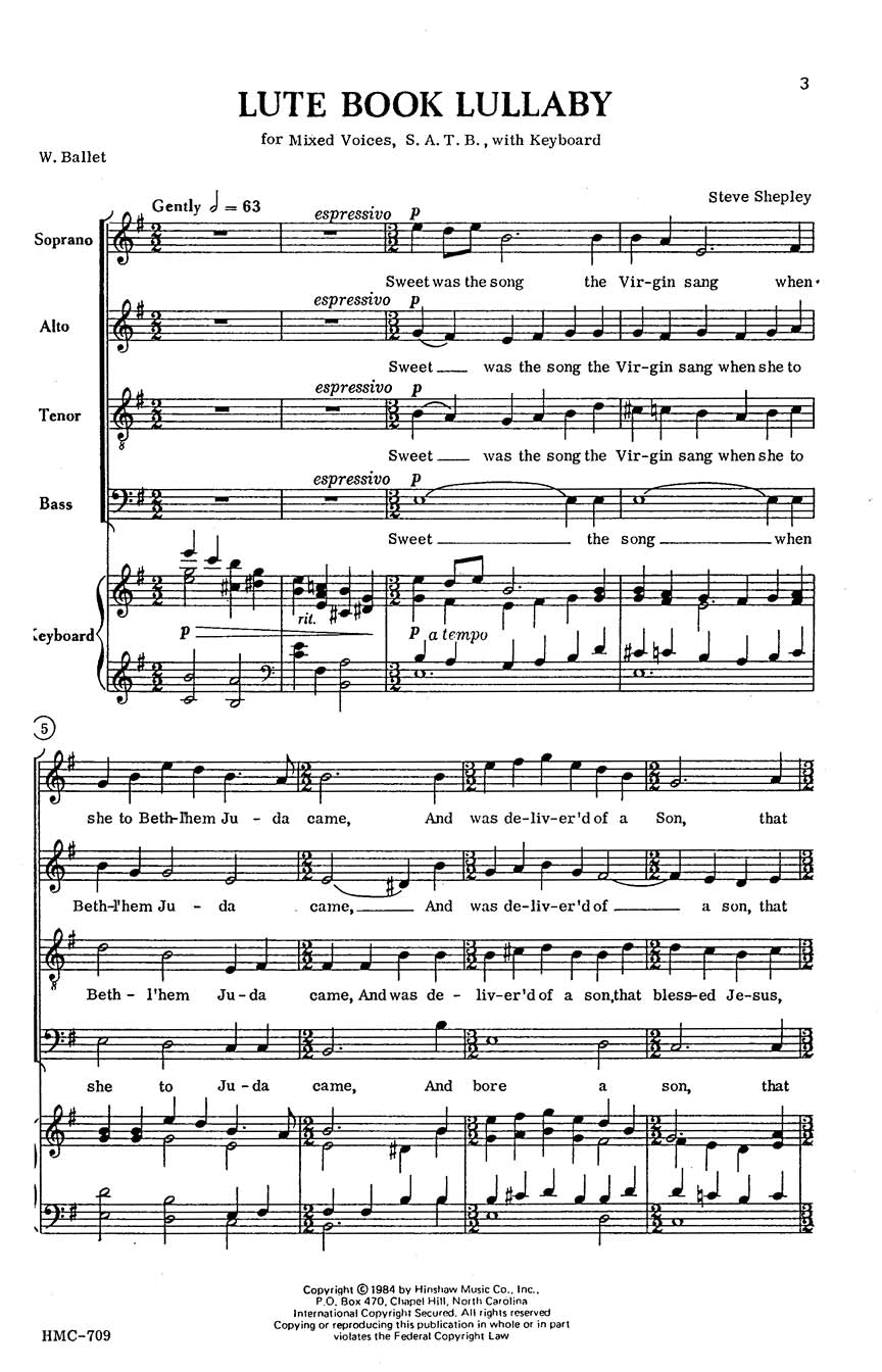 Lute Book Lullaby - sample page 1