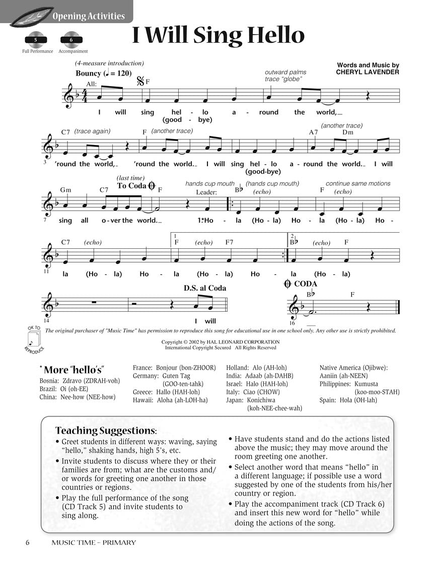 Music Time: Primary - sample page 1