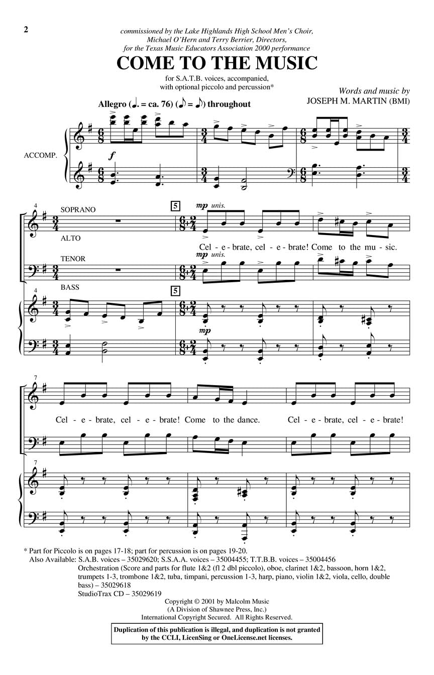 Come to the Music - sample page 1