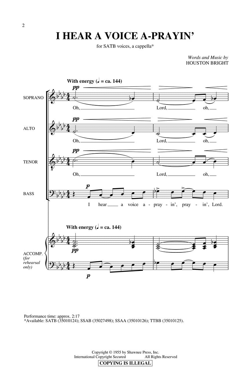 I Hear a Voice A-Prayin' - sample page 1