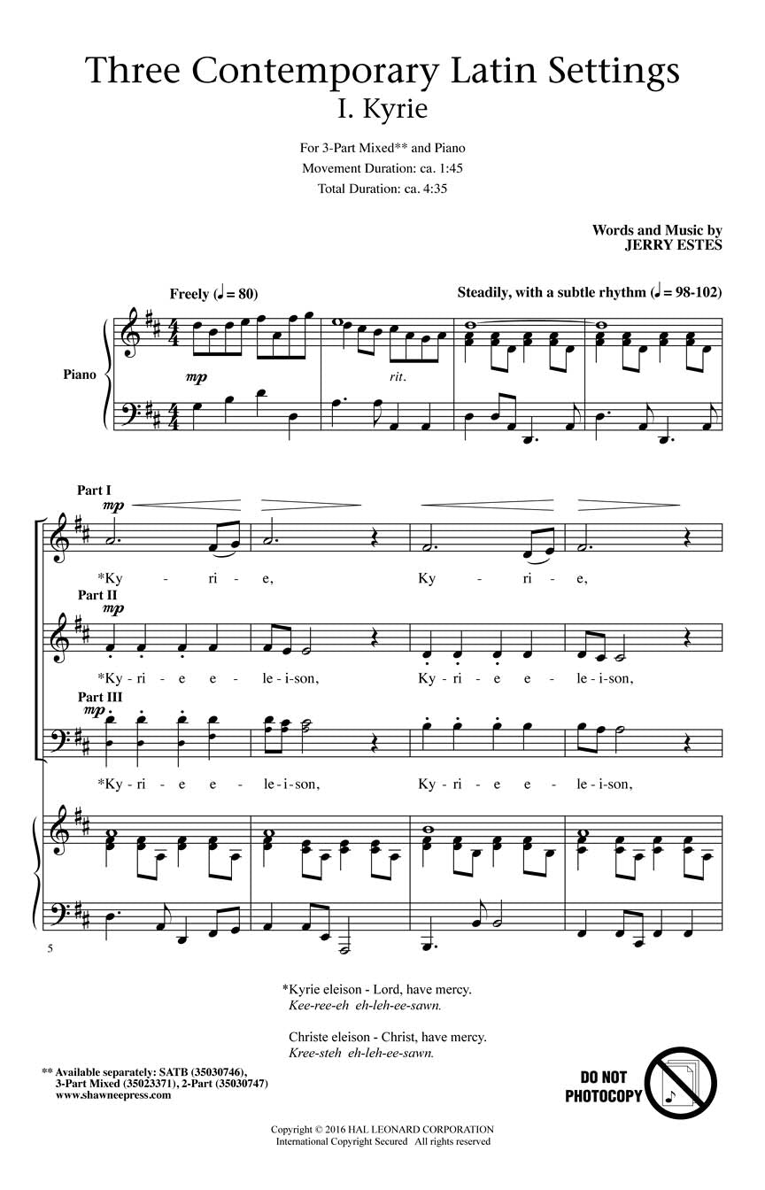 Three Contemporary Latin Settings - sample page 1