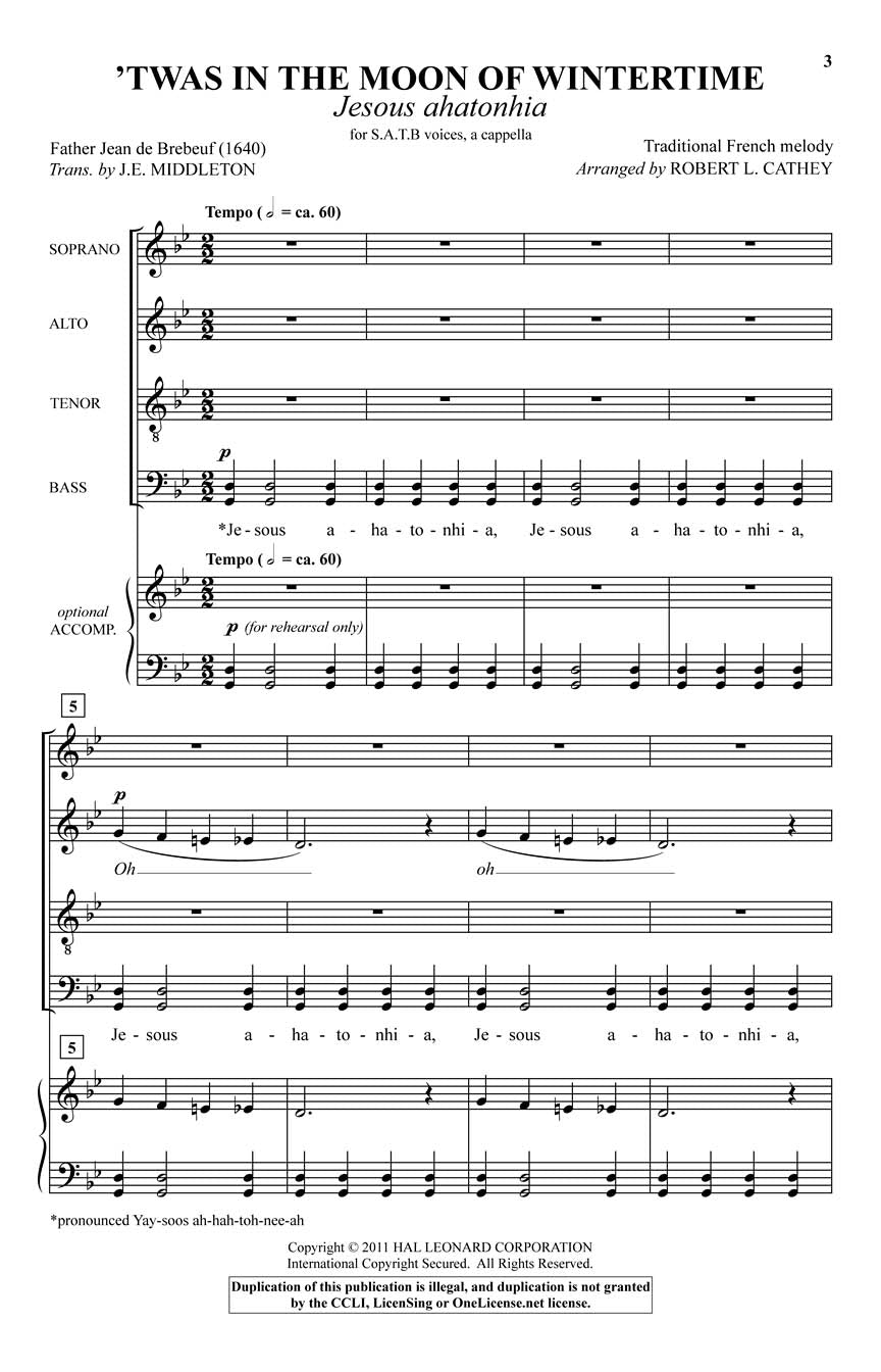 'Twas in the Moon of Wintertime - sample page 1