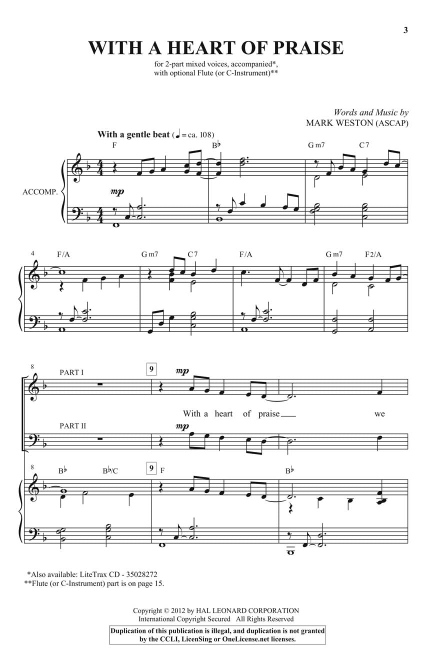 With a Heart of Praise - sample page 1