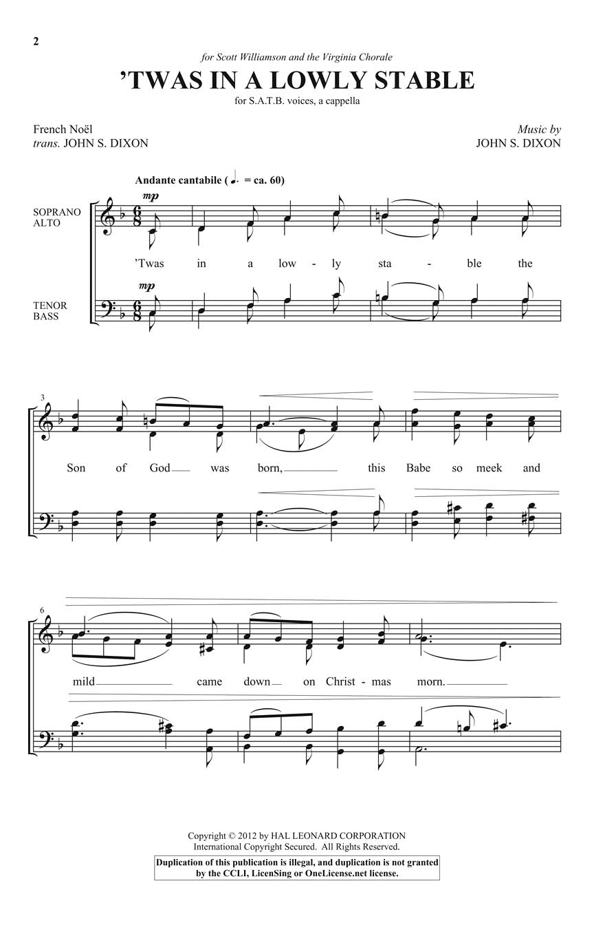 'Twas in a Lowly Stable - sample page 1