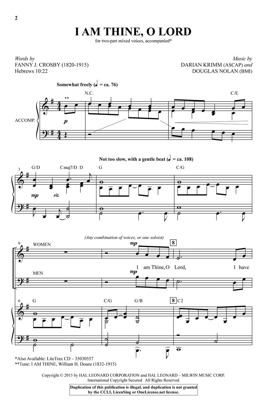 I Am Thine, O Lord - sample page 1