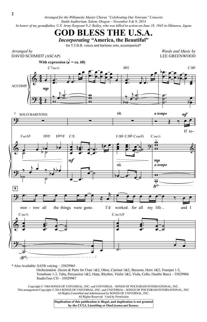 God Bless the U.S.A. - sample page 1