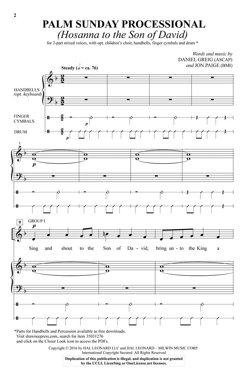 Palm Sunday Processional - sample page 1