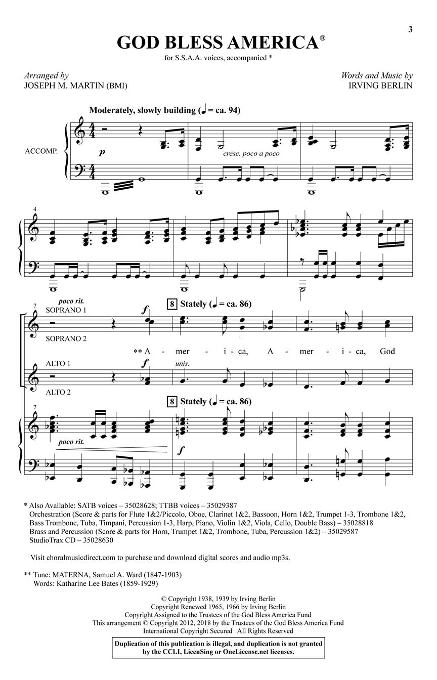 God Bless America® - sample page 1
