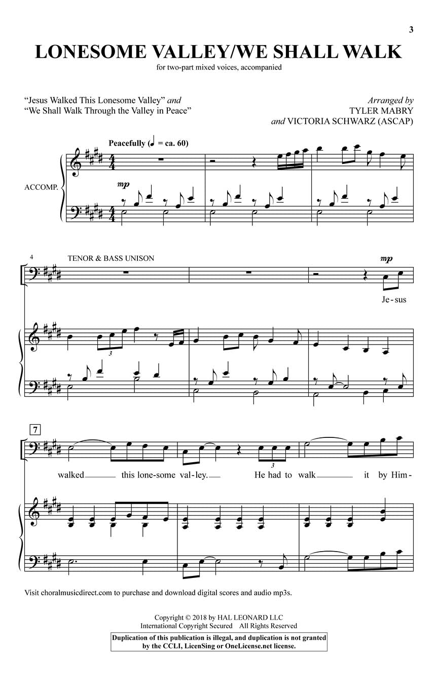 Lonesome Valley/We Shall Walk - sample page 1