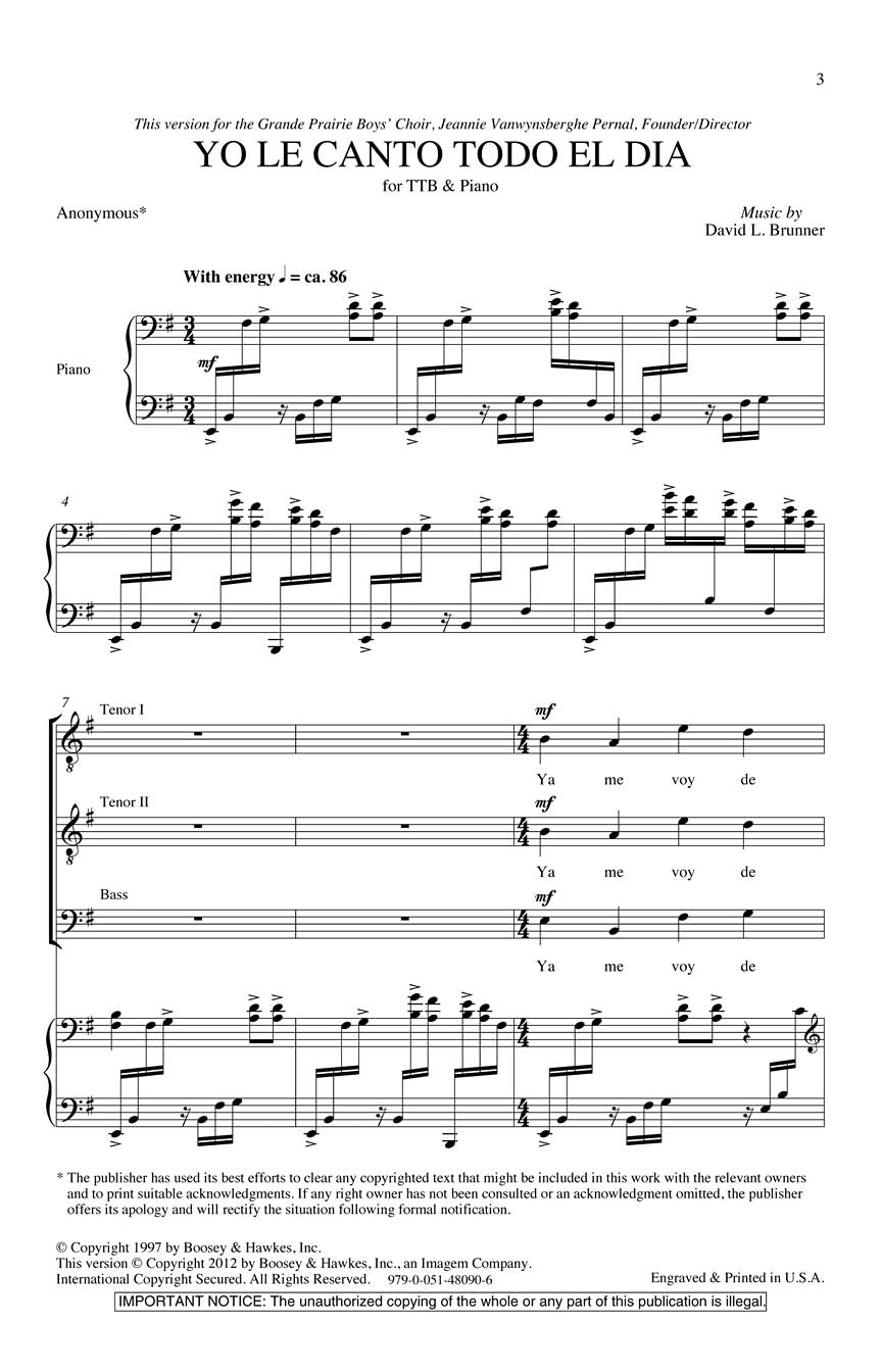 Yo le Canto Todo el Dia - sample page 1