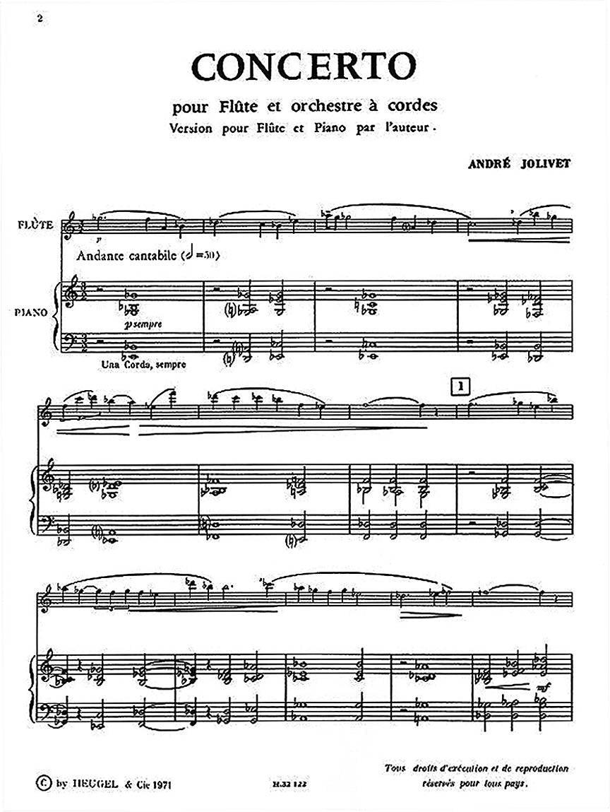 Andre Jolivet - Concerto Pour Flute Et Orchestre A Cordes (version Pour Flute Et Piano) - sample page 2
