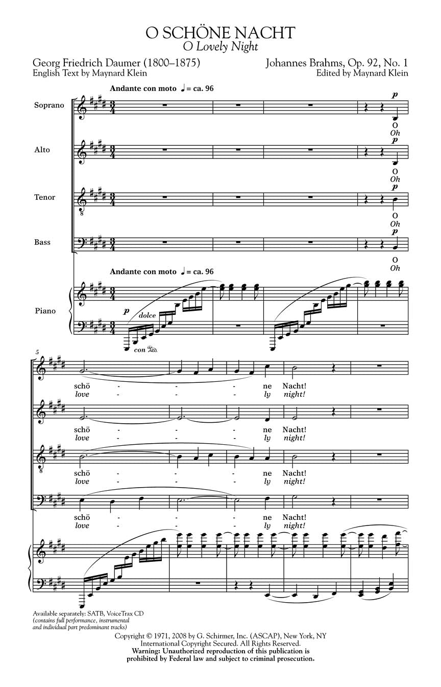 O Schöne Nacht (O Lovely Night) - sample page 1