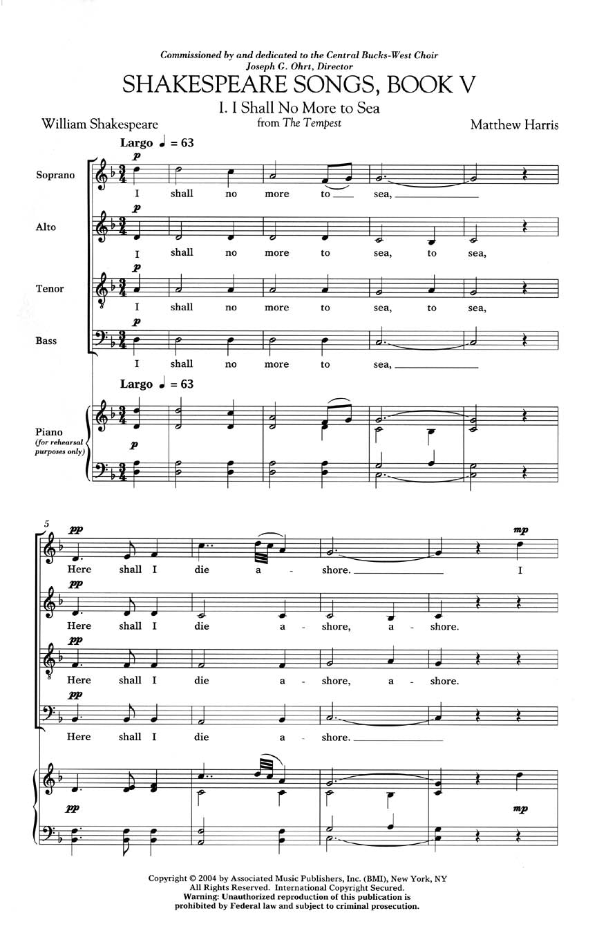 Shakespeare Songs, Book V - sample page 1