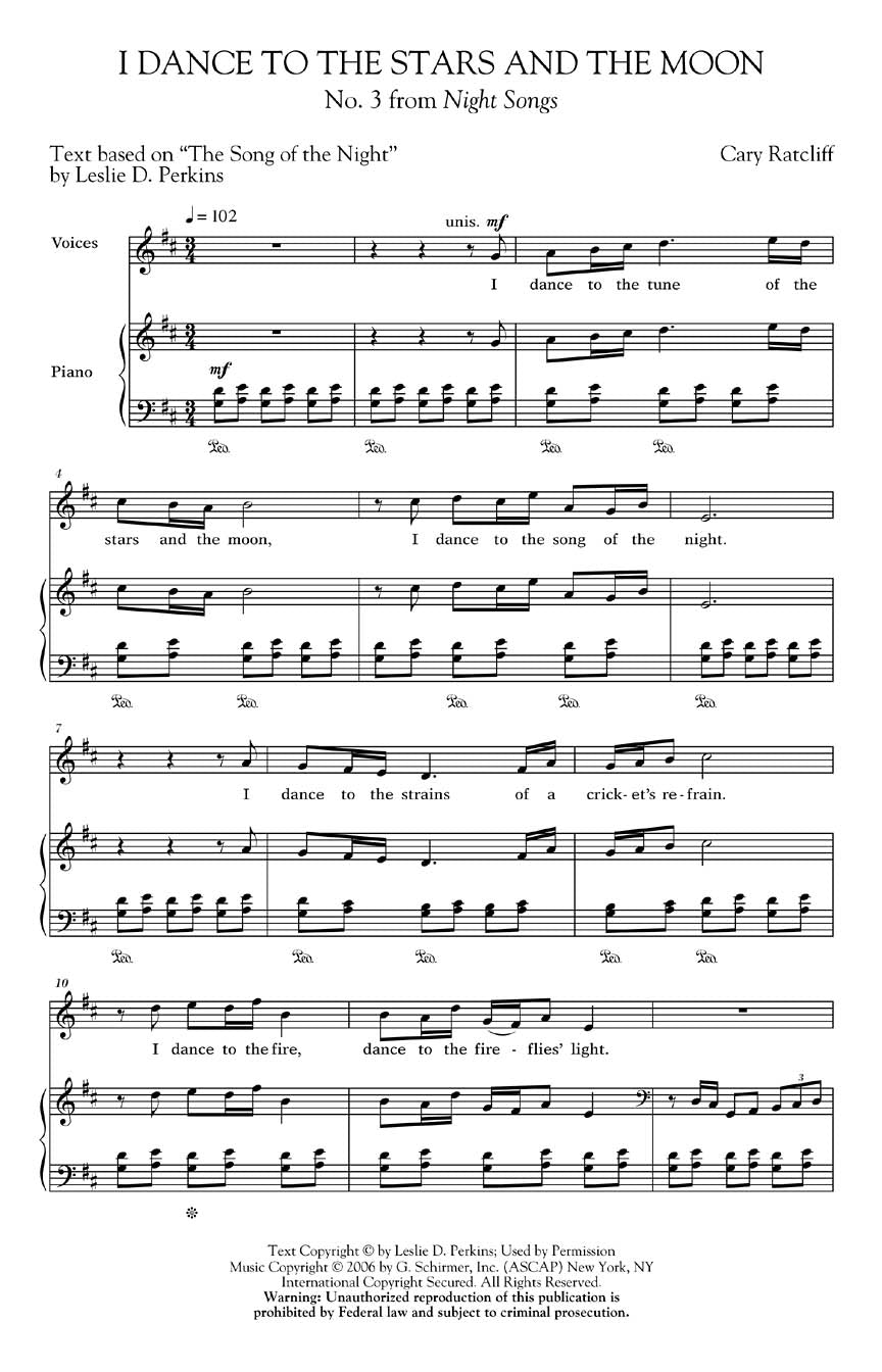 I Dance to the Stars and the Moon (No. 3 from Night Songs) - sample page 1