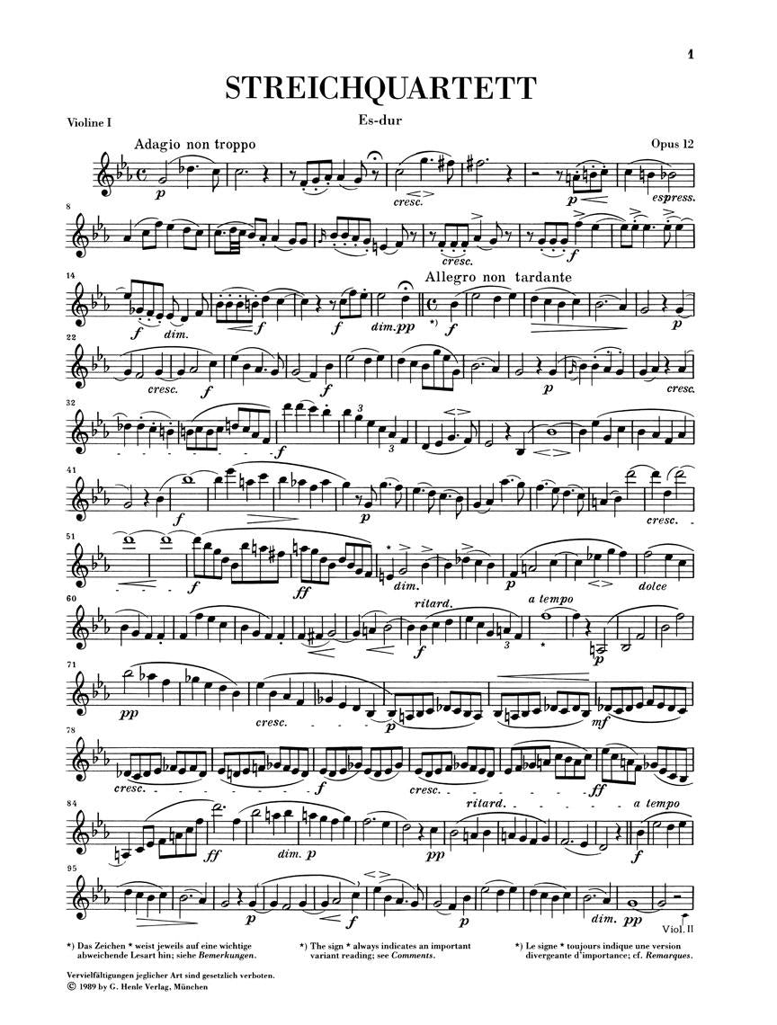 String Quartets Op. 12 and 13 - sample page 1