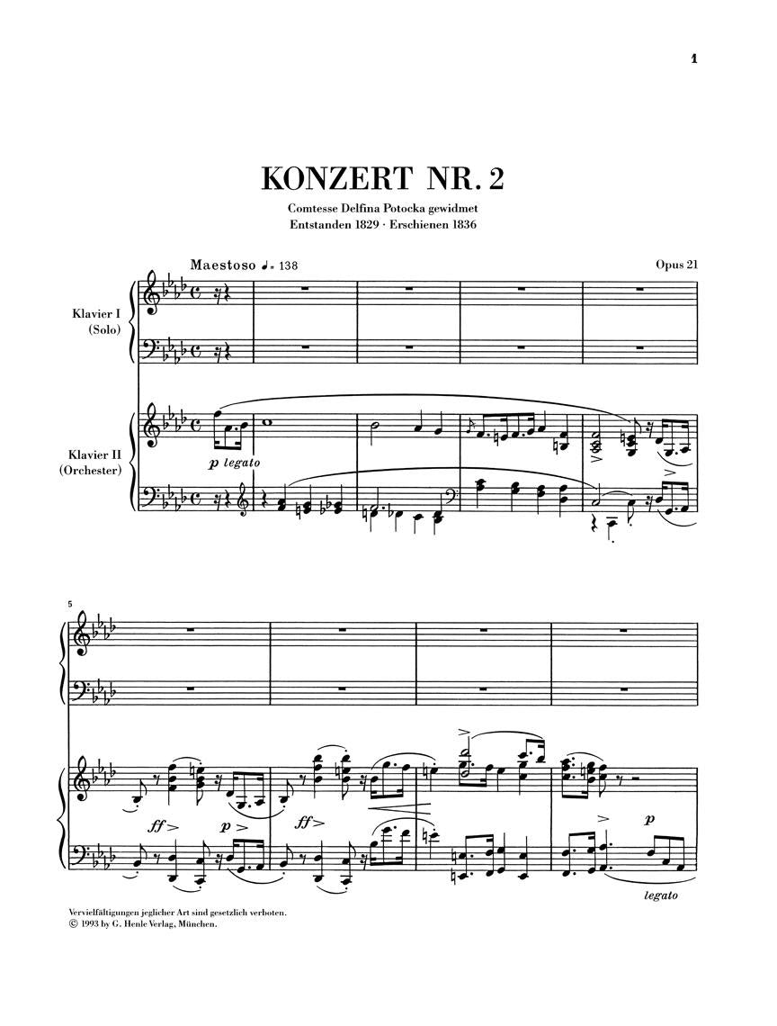 Concerto for Piano and Orchestra F minor Op. 21, No. 2 - sample page 1