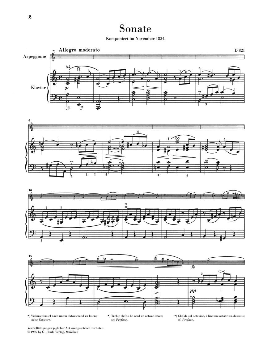Sonata for Piano and Arpeggione A minor D 821 (Op. Posth.) - sample page 1