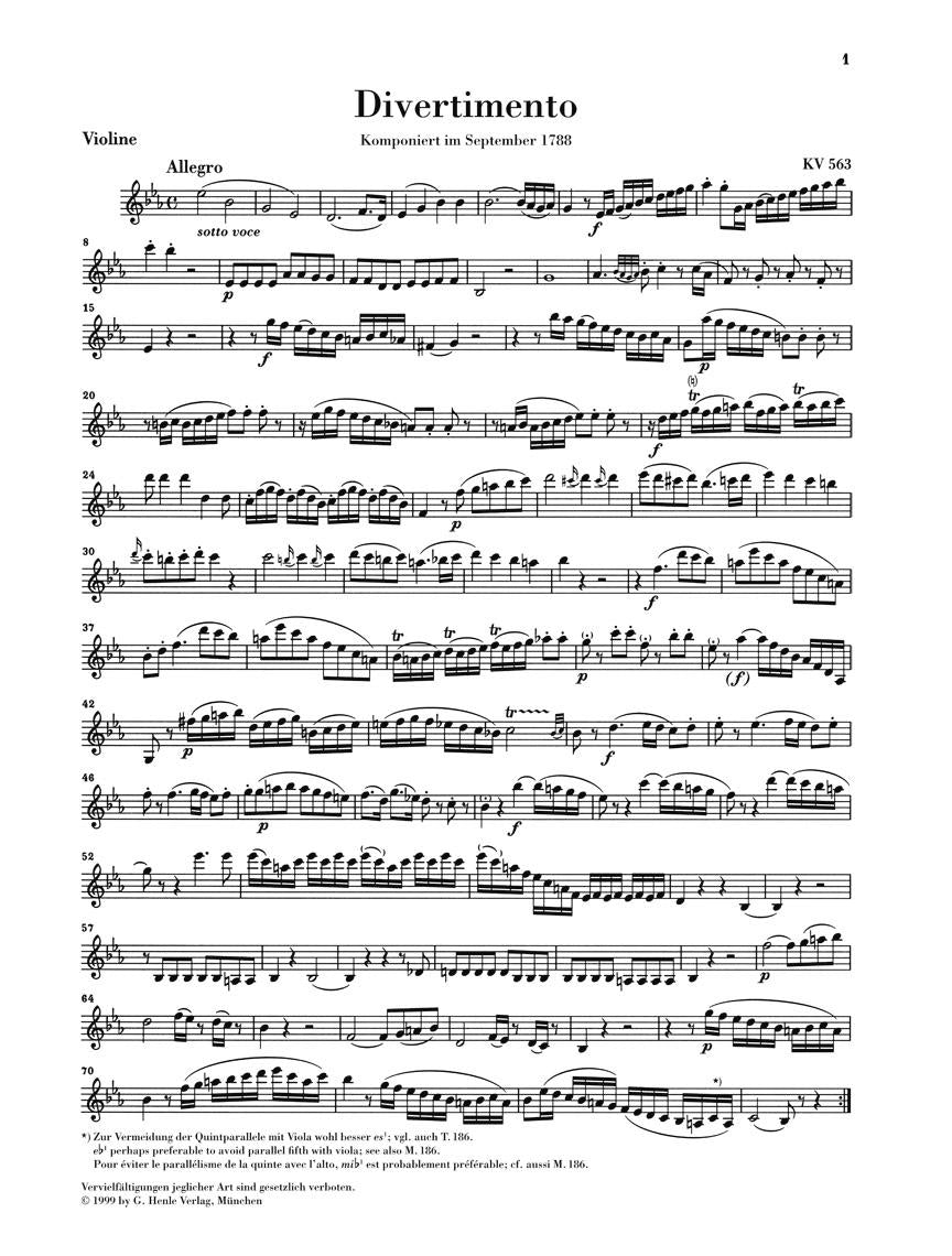 String Trio E Flat Major K.563 - sample page 1