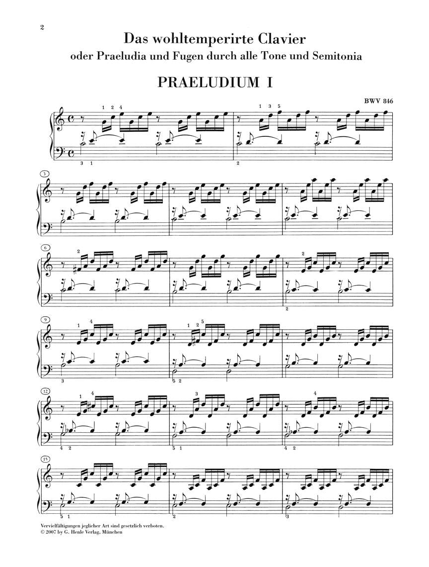 Prelude and Fugue C Major BWV 846 from <i>The Well-Tempered Clavier Part I</i> - sample page 1