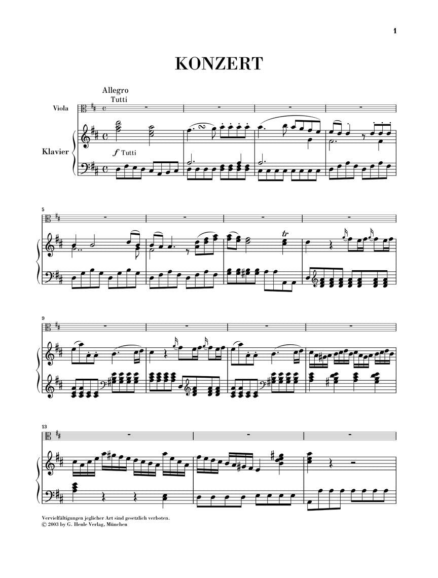 Viola Concerto D Major - sample page 1